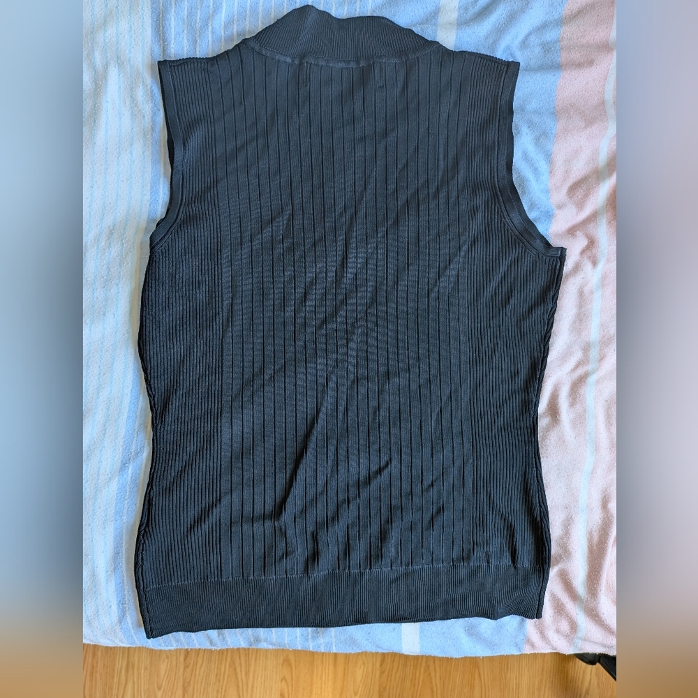Black Sleeveless Ribbed Top - Picture 2 of 5